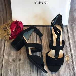 ALFANI Elianaa Black Suede Step 'N Flex Suede Dress Sandals 9M